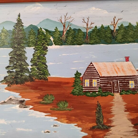 Original Landscape Oil Painting, Lake Cabin Cottage Signed 2009 Framed 17x12 Art - Picture 3 of 7